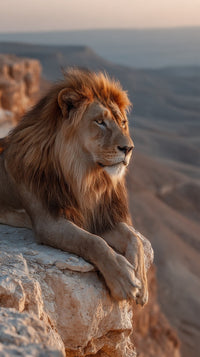 Lion Perched On Rocky Cliff — Stock Photo
