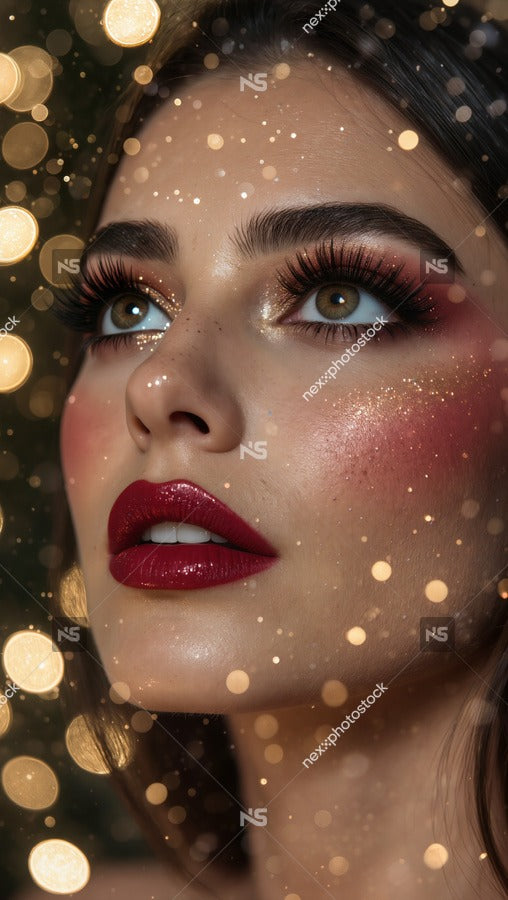 Woman In Glamorous Makeup Look Red Lipstick — Stock Photo