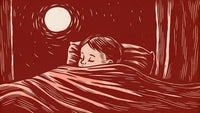 Illustration Of A Person Sleeping In Bed At Night With A Full Moon Outside The Window — Stock Illustration