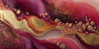 Abstract Art With Gold Foil Accents A Swirling Pattern In Shades Of Red And Purple With Gold Foil Details — Stock Photo