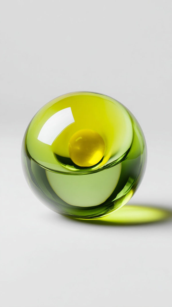 A Green And Yellow Glass Sphere — Stock Photo