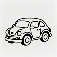 A Cartoon Illustration Of A Volkswagen Beetle Car In Profile Depicted On A Road — Stock Illustration