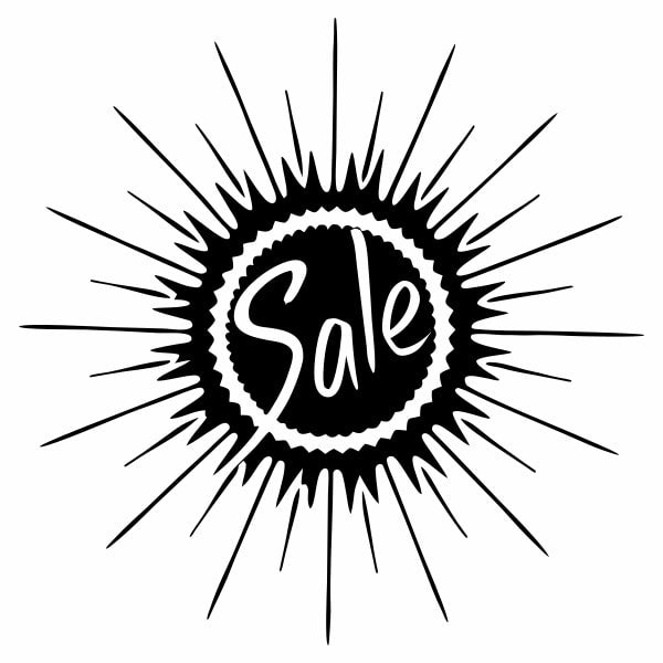 Black And White Sale Sign With The Word Sale Prominently Displayed In A Bold Sans Serif Font — Stock Vector