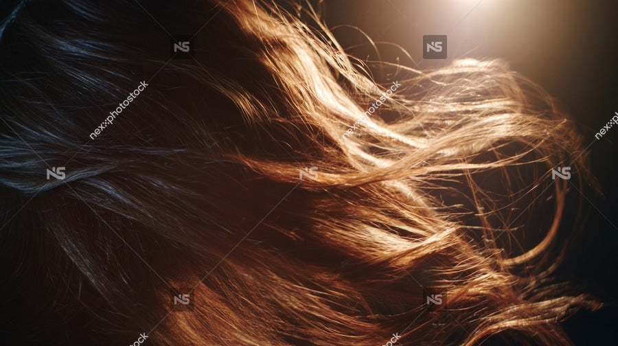 Wavy Brown Hair Captured In Motion With A Close Up View Of The Strands Set Against A Blurred Background — Stock Photo