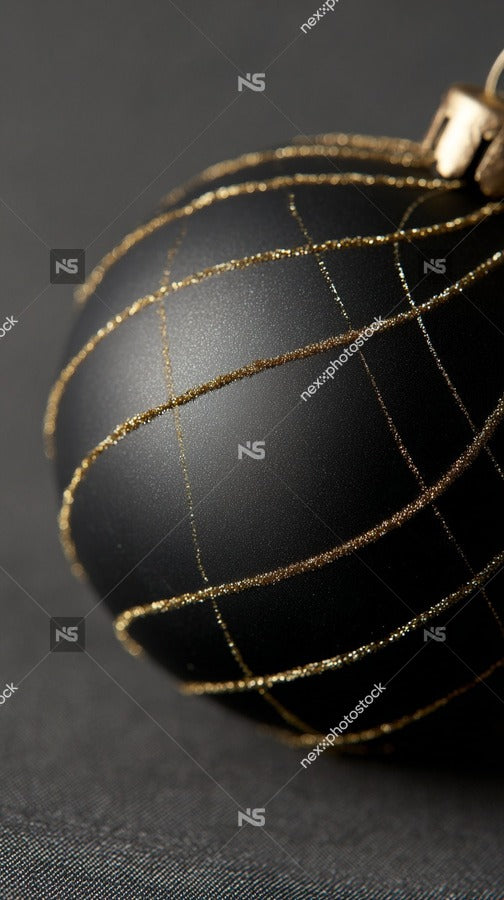 Black Christmas Ornament With Gold String — Stock Photo