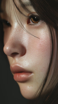A Close Up Portrait Of A Woman With Light Skin And Long Hair Captured In A Soft Focus Style With Her Eyes Looking Directly — Stock Photo