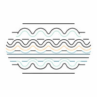 Displays A Graphic Design An Abstract Wave Pattern Composed Of Multiple Lines And Curves In Various Colors Including Blue Orange And White — Stock Vector