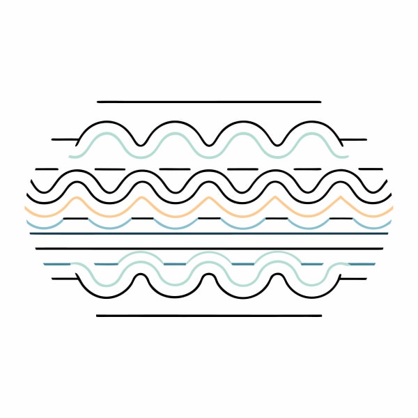Displays A Graphic Design An Abstract Wave Pattern Composed Of Multiple Lines And Curves In Various Colors Including Blue Orange And White — Stock Vector