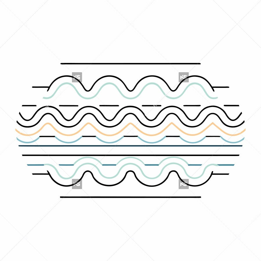 Displays A Graphic Design An Abstract Wave Pattern Composed Of Multiple Lines And Curves In Various Colors Including Blue Orange And White — Stock Vector