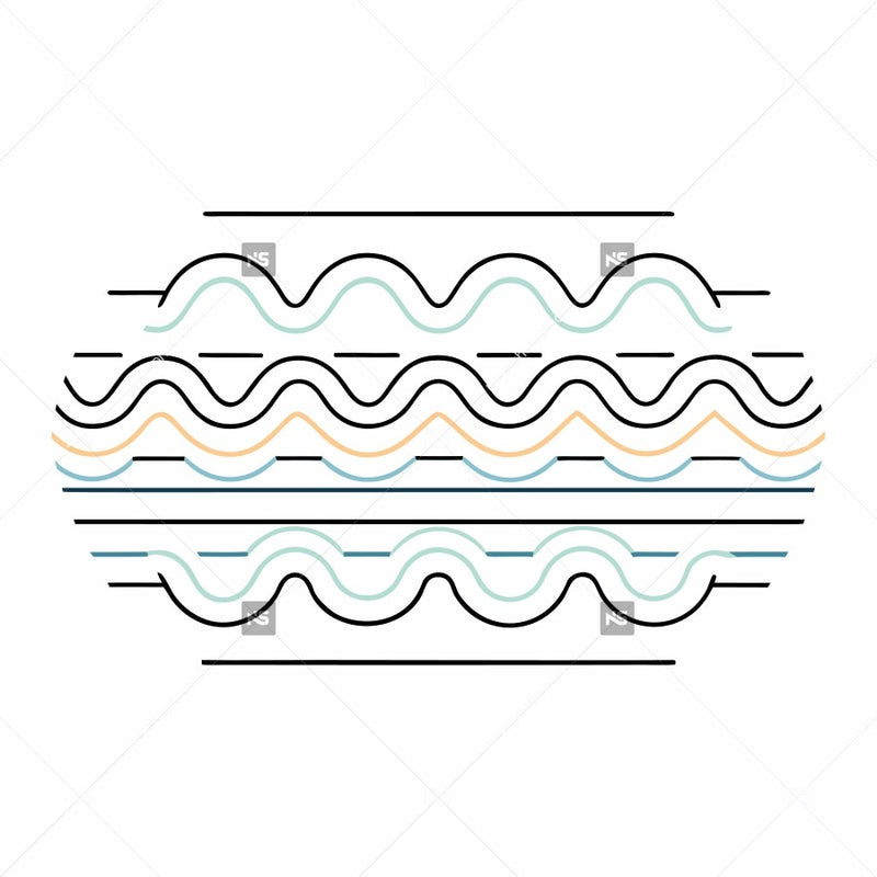 Displays A Graphic Design An Abstract Wave Pattern Composed Of Multiple Lines And Curves In Various Colors Including Blue Orange And White — Stock Vector