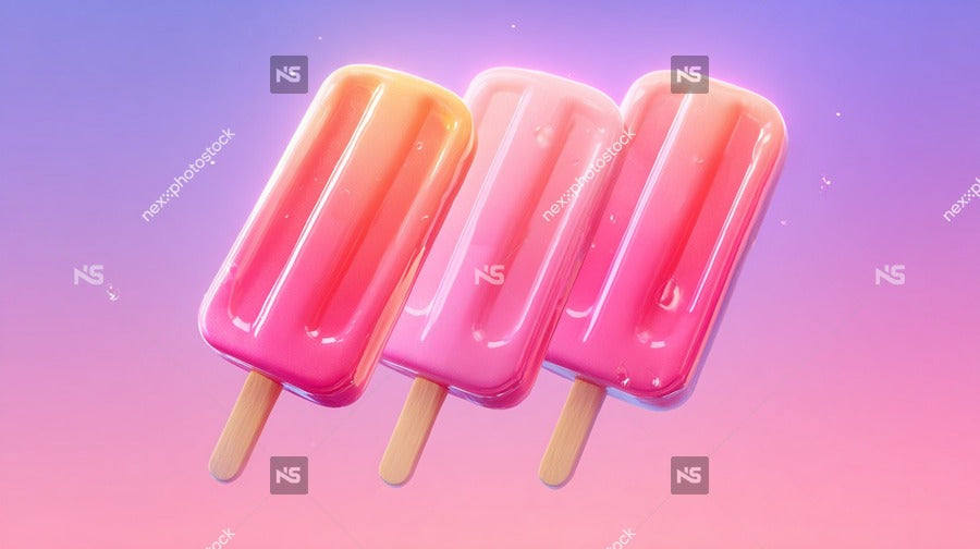 Three Colorful Popsicles Against A Pink Background — Stock Photo