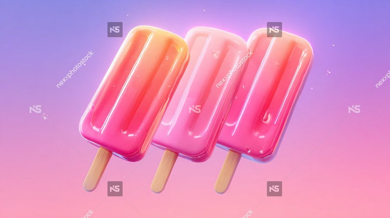 Three Colorful Popsicles Against A Pink Background — Stock Photo