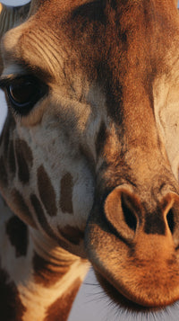 Giraffe Close Up Portrait With A Focus On Its Face And Neck Showcasing Its Distinctive Patterned Fur And Long Neck — Stock Photo