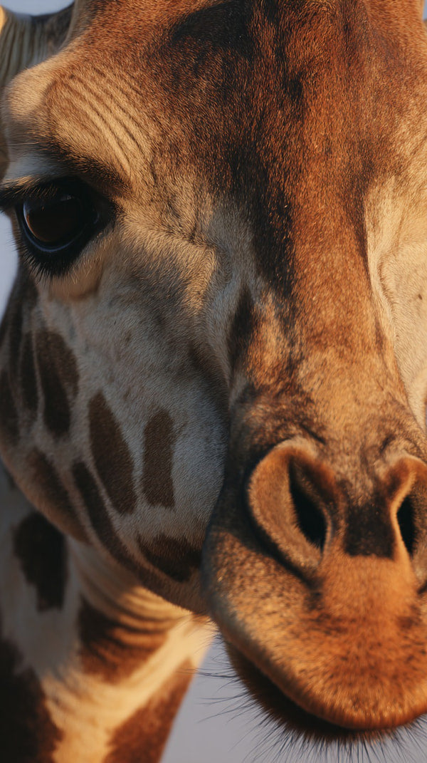 Giraffe Close Up Portrait With A Focus On Its Face And Neck Showcasing Its Distinctive Patterned Fur And Long Neck — Stock Photo