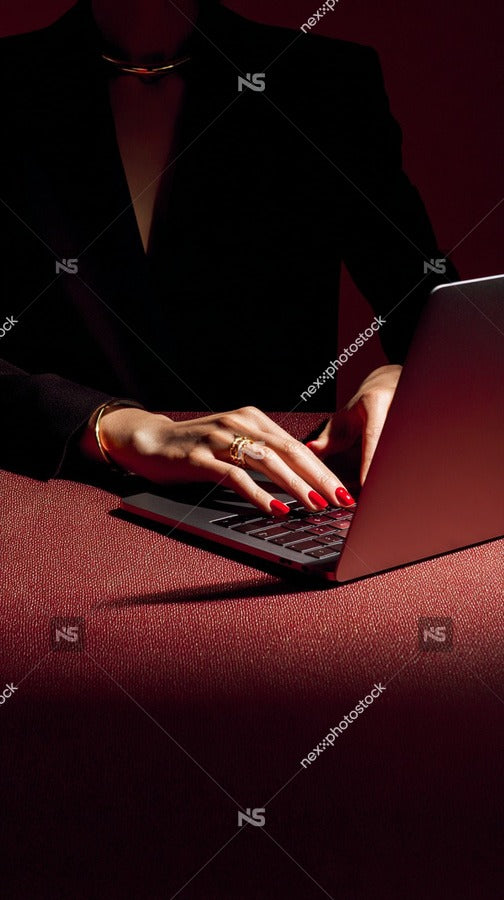 A Woman Typing On A Laptop Computer — Stock Photo