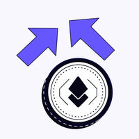 Blue And White Directional Arrows Pointing To A Circular Icon On A White Background — Stock Vector