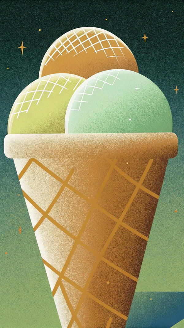 Ice Cream Cones In A Waffle Cone — Stock Illustration