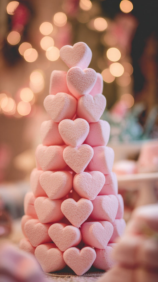 Marshmallow Tower With Heart Shapes — Stock Photo