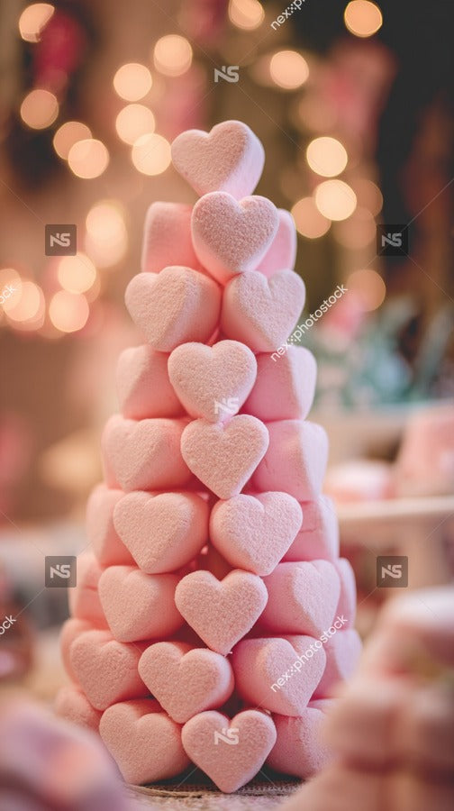 Marshmallow Tower With Heart Shapes — Stock Photo