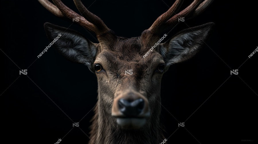 A Deer S Head With Antlers Captured In A Close Up Shot Against A Dark Background — Stock Photo