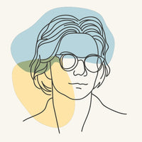 A Stylized Black And White Portrait Of A Person Wearing Glasses And A Jacket Set Against A Colorful Background — Stock Vector