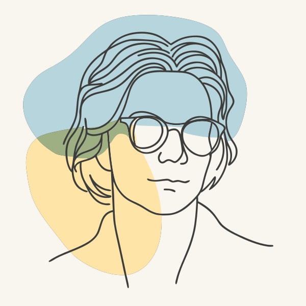 A Stylized Black And White Portrait Of A Person Wearing Glasses And A Jacket Set Against A Colorful Background — Stock Vector