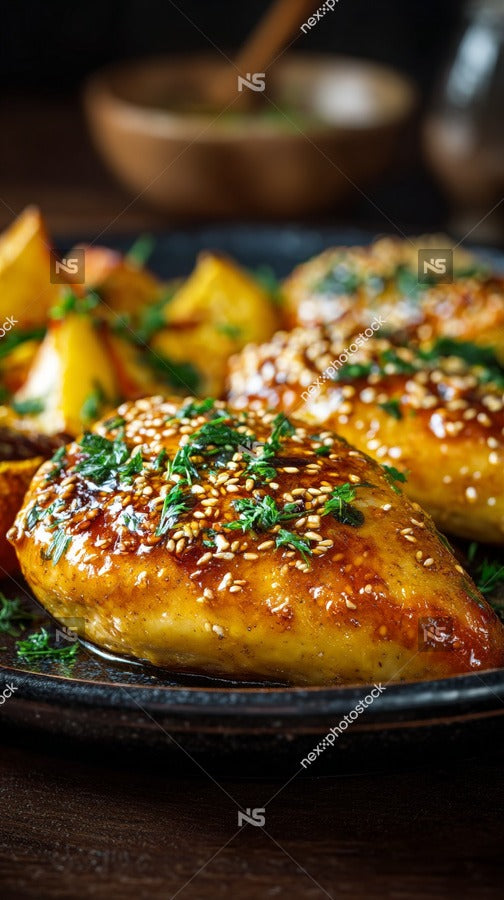 Sesame Seared Chicken Wings Garnished With Green Onions — Stock Photo