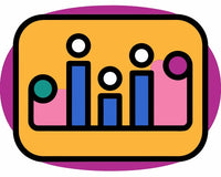 Colorful Graphic Design Of A Family Of Four Stylized Figures On A Purple Background — Stock Vector