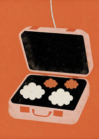 An Illustration Of A Vintage Suitcase With An Open Lid Showcasing Three Playing Cards Inside — Stock Illustration