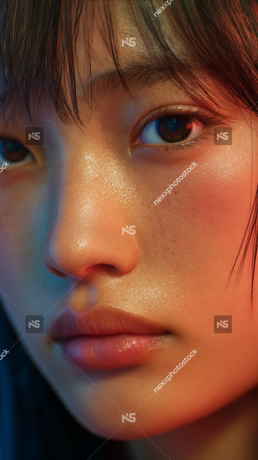 A Close Up Portrait Of A Person With A Neutral Expression Looking Directly At The Camera — Stock Photo