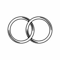 Displays A Simple Black And White Illustration Of Two Interlocking Rings Commonly Recognized As A Symbol Of Marriage Partnership — Stock Vector