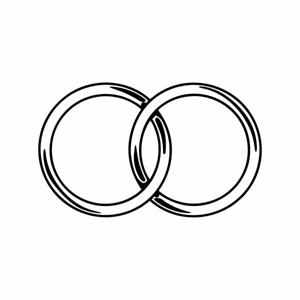 Displays A Simple Black And White Illustration Of Two Interlocking Rings Commonly Recognized As A Symbol Of Marriage Partnership — Stock Vector