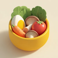 A Vibrant Bowl Filled With A Variety Of Fresh Vegetables Including Carrots And Mushrooms Set Against A Neutral Background — Stock Photo