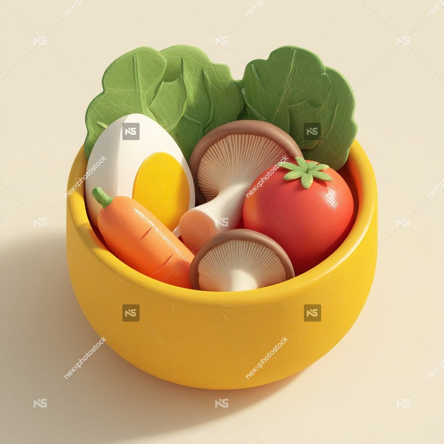 A Vibrant Bowl Filled With A Variety Of Fresh Vegetables Including Carrots And Mushrooms Set Against A Neutral Background — Stock Photo