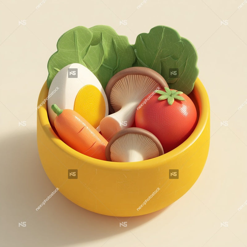 A Vibrant Bowl Filled With A Variety Of Fresh Vegetables Including Carrots And Mushrooms Set Against A Neutral Background — Stock Photo