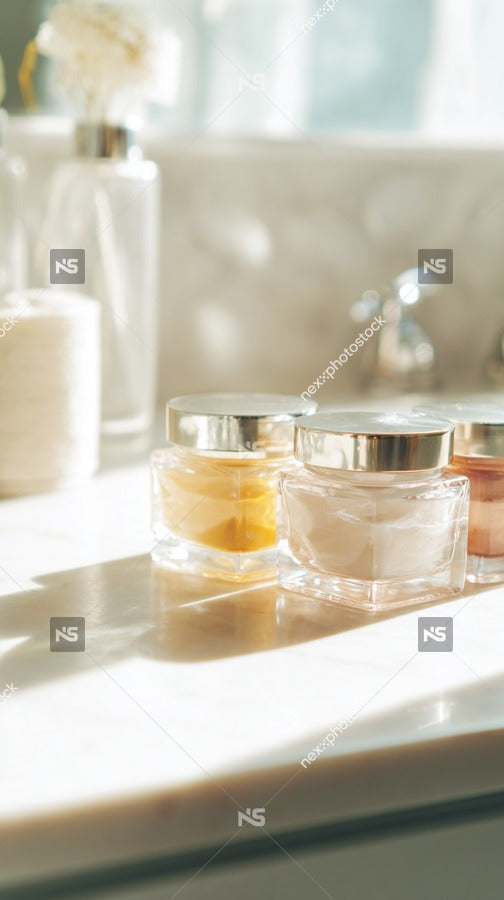 Skincare Products Displayed On A Countertop — Stock Photo
