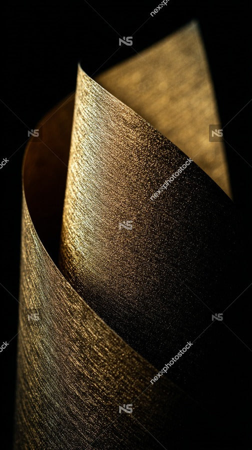 A Close Up Of A Curled Metal Ribbon With A Shiny Metallic Surface Captured In A Top Down Perspective Against A Dark Background — Stock Photo