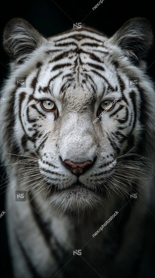 Portrait Of A Tiger With Close Up View Showcasing Its Majestic Features And Striking Eyes — Stock Photo