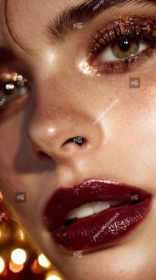 Woman With Red Lip Makeup — Stock Photo