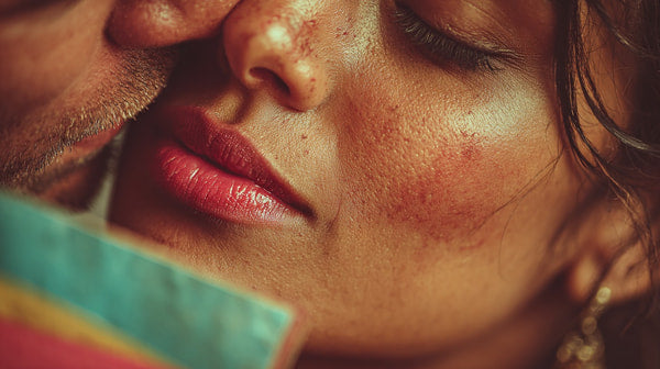 A Close Up Image Of A Man And Woman In An Intimate Embrace With The Man S Hand Gently Placed On The Woman S Face — Stock Photo