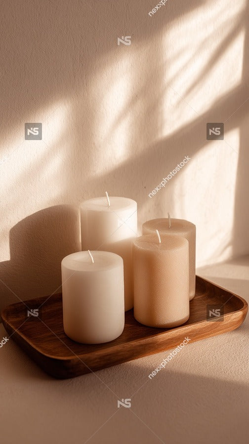 Three Candles On A Tray — Stock Photo
