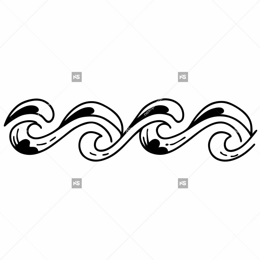 Black And White Wave Tattoo Design — Stock Vector