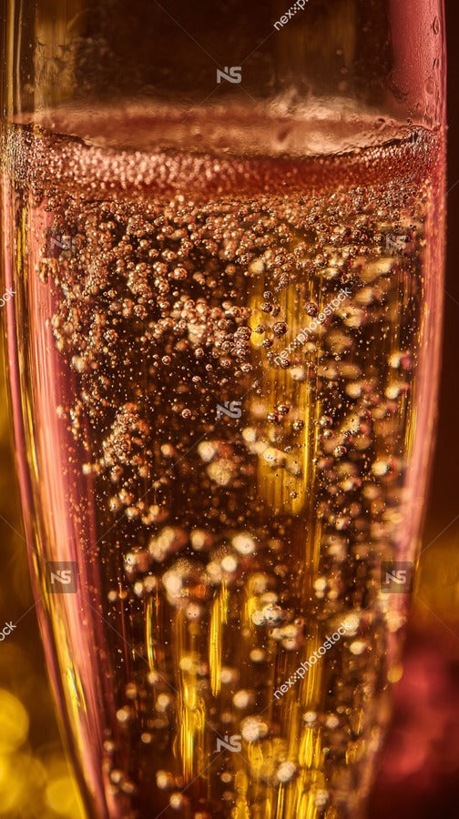 Champagne Bottle With Sparkling Bubbles And A Single Champagne Flute Filled With Effervescent Liquid — Stock Photo