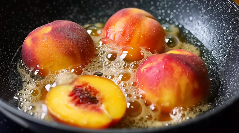 peaches boiling in a pan - Stock Video