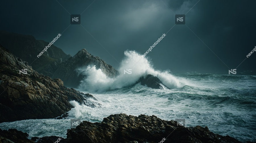 Coastal Landscape With Crashing Waves — Stock Photo