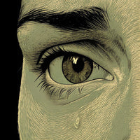 Human Portrait With Close Up Of Eye And Eyelashes Showcasing Detailed Texture And Shading Against Dark Background — Stock Illustration