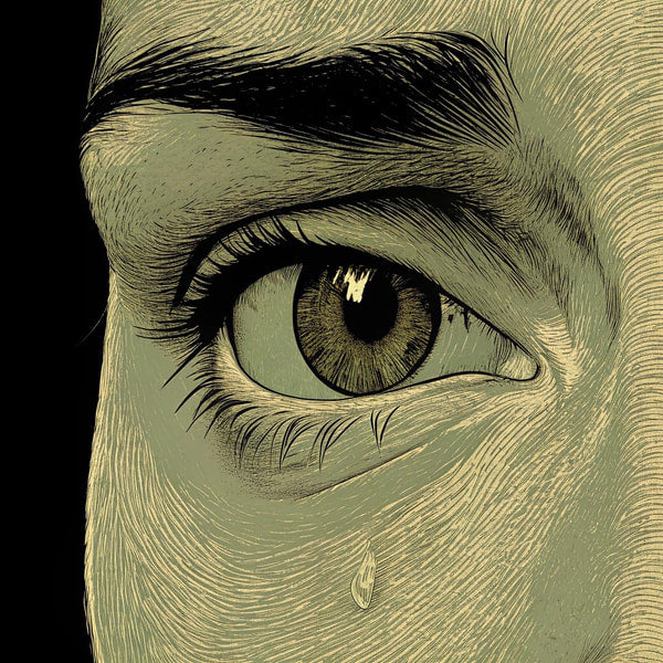 Human Portrait With Close Up Of Eye And Eyelashes Showcasing Detailed Texture And Shading Against Dark Background — Stock Illustration