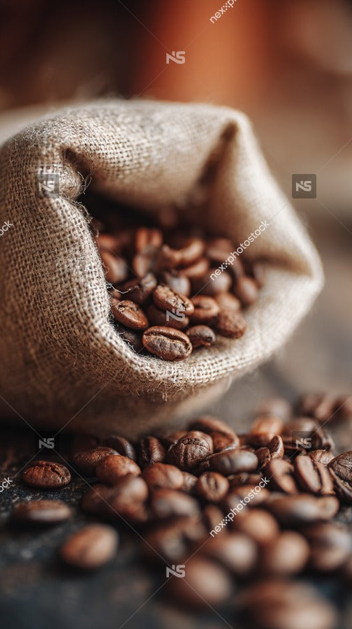 A Burlap Sack Filled With Coffee Beans — Stock Photo