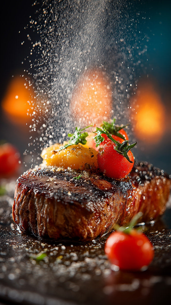 Steak With Tomatoes And Garnish — Stock Photo