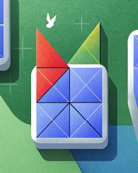Digital Illustration Of A Colorful 3d Puzzle Piece With A Bird In The Background — Stock Illustration